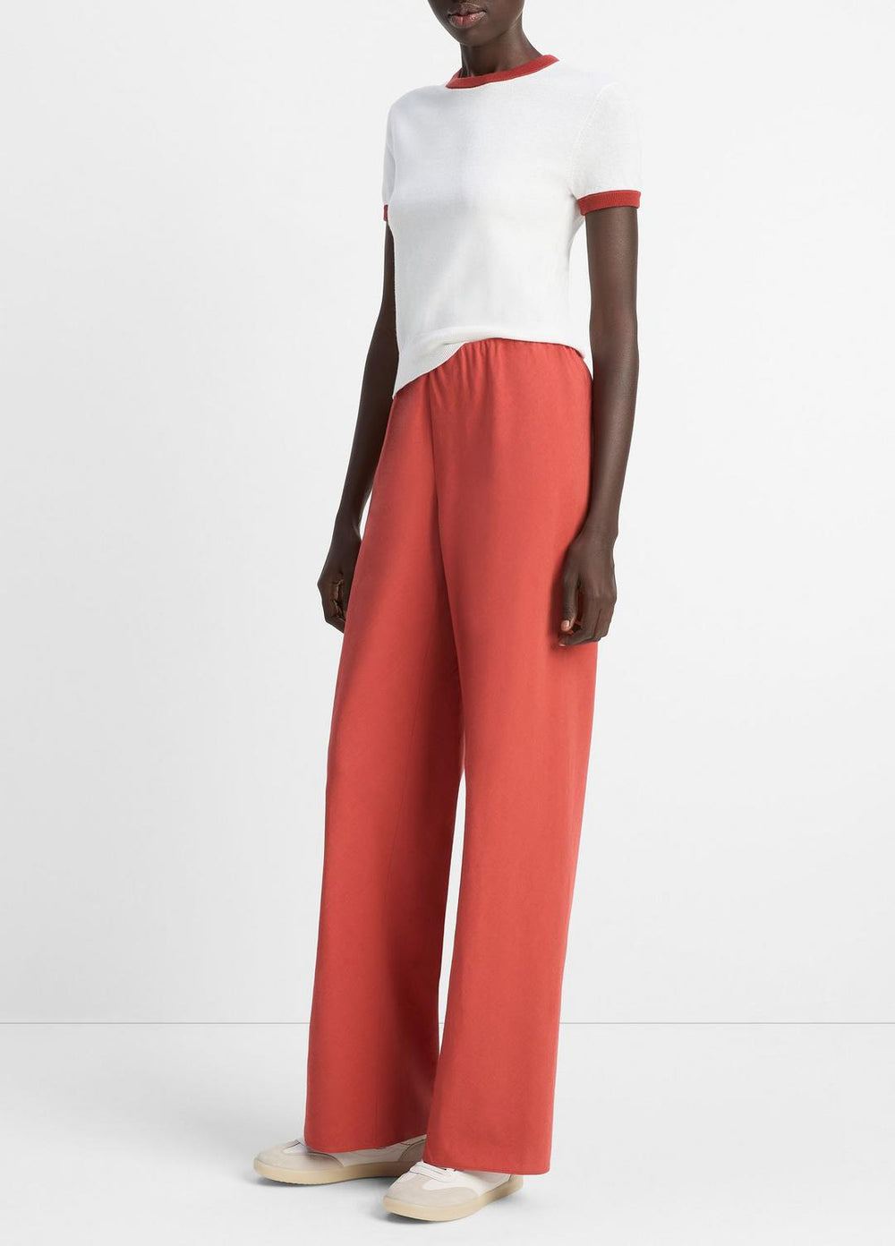 VINCE | Cotton-Blend High-Waist Bias Pant in Pants & Shorts